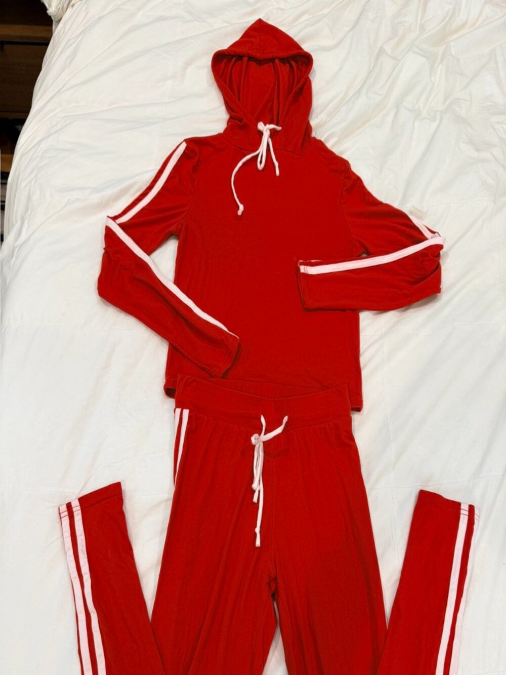 Boom Boom Jeans Red Matching Tracksuit Set Hooded Crop Top Leggings Small